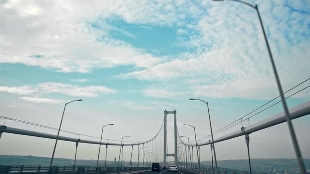 Crossing Osman Gazi Bridge over the Marmara Sea Turkey.