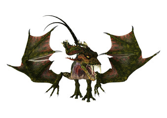 3D Rendering Fantasy Dragon on White