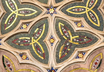 Close-up of the opulent and elaborated embossed sculptures in the Orvieto Cathedral