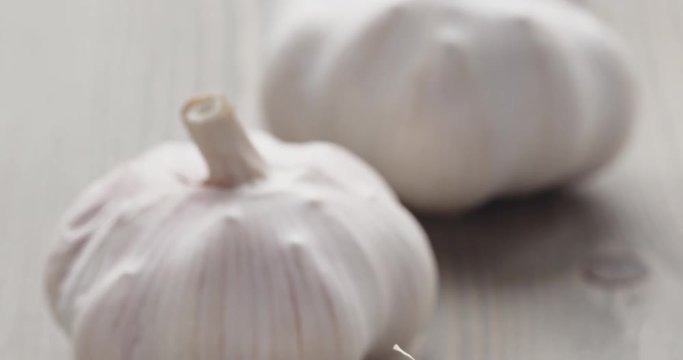 garlic on wood table