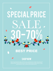 Special price sale 30-70% banner for advertisement.vector