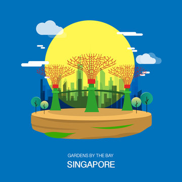 Gardens by the Bay  Singapore Garden City illustration design.vector