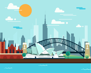 Sydney opera house and bridge for traveling - obrazy, fototapety, plakaty