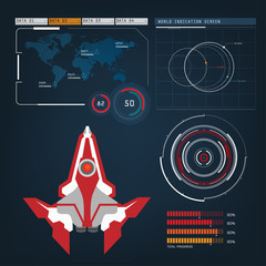 Fototapeta premium spaceships aircraft with future sight action mode interface