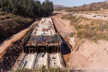 Construction New Highway Rain Flood Tunnels