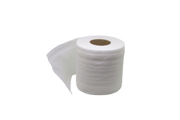 roll up Tissue and Order paper for mock up packaging and placing Use in the bathroom or to be placed anywhere . Isolated on white background , Clipping Path