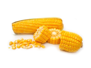 Fresh corn cob on white background
