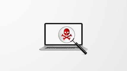 Isolated Vector Design.  Ransomware, Virus, Malware, Hacker Attack Background with Photorealistic Computer