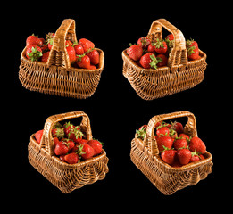 Fototapeta na wymiar Ripe strawberry in a basket close up