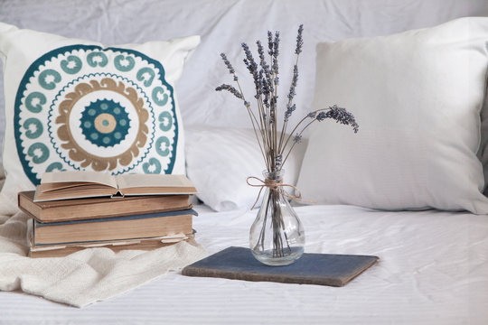 Beach home decor with boho cushions
