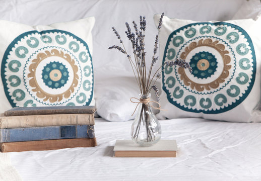 Beach home decor with boho cushions