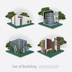 Modern City Building Perspective Vector Illustration