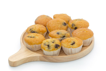 Banana Cup Cakes with raisin topping isolated on white background