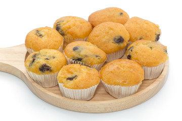 Banana Cup Cakes with raisin topping isolated on white background