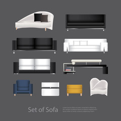 Furniture Set of Sofa Vector Illustration