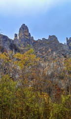 Beautiful landscape in the mountain with colorful autumn forest