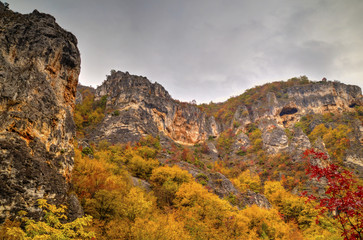 Beautiful landscape in the mountain with colorful autumn forest