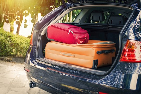 Car With Suitcases, Travel And Luggage