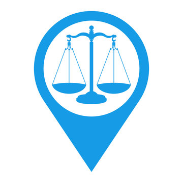 Icono plano localizacion balanza azul