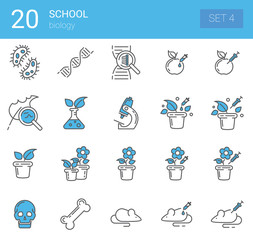 Simple Set of Online Education Related Vector Line Icons. The icons represent biology and botany. Set 4