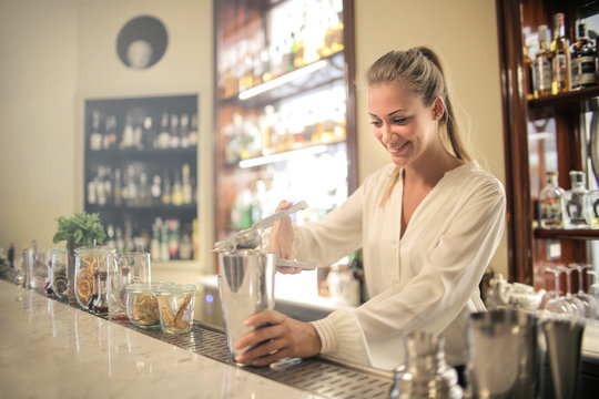 Bartender preparing a cocktail