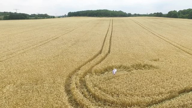 junge frau l&auml;uft nackt durch getreidefeld