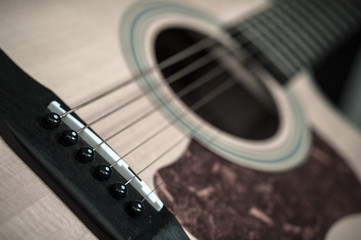 Acoustic guitar close-up shot