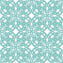 Seamless abstract blue ornament on white background. Elegant vector pattern illustration for papers or wrapping design 