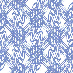 Seamless abstract ornament  blue on white background. Elegant vector pattern illustration for  wrapping design 