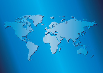 light blue background with map of the world - vector travel template