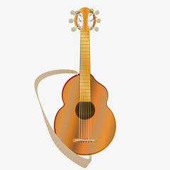Obraz premium Pop acoustic guitar . On a white background . Vector illustration .