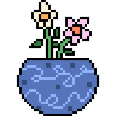 vector pixel art flower pot