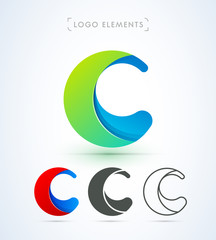 Vector abstract letter C logo template. Material design style.