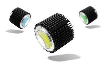 Industrial led bulb with big  lens at white isolated background 