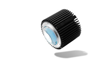 Industrial led bulb with big  lens at white isolated background 