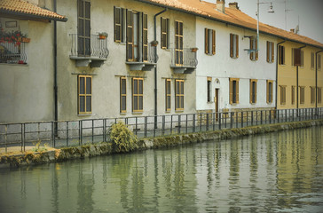 Fototapeta na wymiar Inzago (Milan, Lombardy, Italy): canal of Martesana