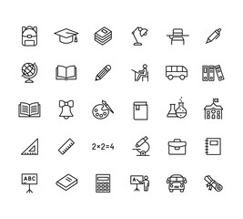 Fototapeta premium thin line education icons set black on white background