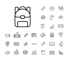 thin line knapsack icon black on white background