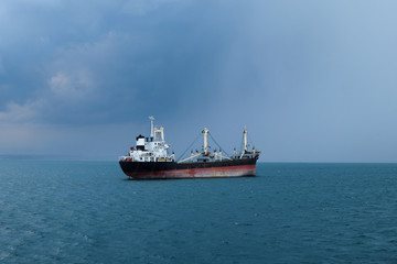 cargo ship on the java sea