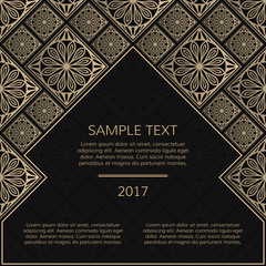Vector golden frame. Square vintage card for design. Premium background in luxury style with space for text.