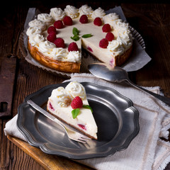 fresh and delicious raspberry cream pie