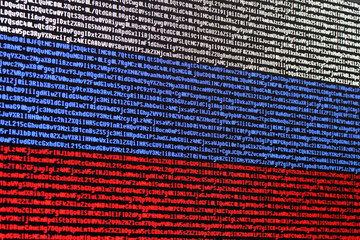 Russian flag consisting of computer code symbols