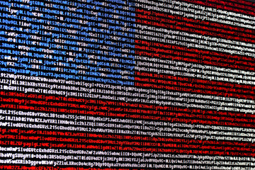 American flag consisting of computer code symbols