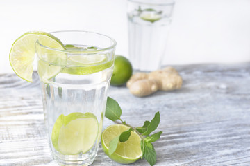 water with lime and ginger