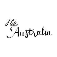 Hello Australia lettering and calligraphy, icon, emblem typographic design