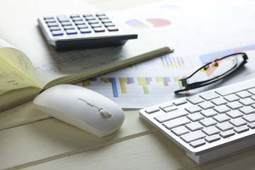 business tool on working table, concept as preparing for working hard to success