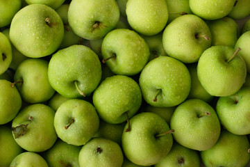Fresh green apples full frame