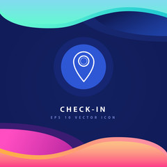 Check-in icon design on modern flat background