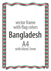 Obraz premium Frame and border of ribbon with the colors of the Bangladesh flag