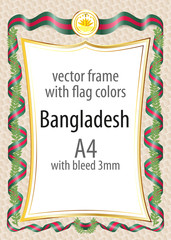 Frame and border of ribbon with the colors of the Bangladesh flag